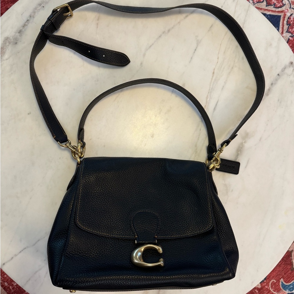 Coach May Pebbled Leather Handbag (Black)